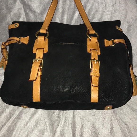 Satchel supple black Suede and rich Leather trim - Picture 2 of 8